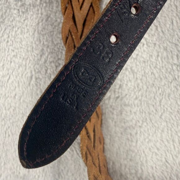 Trafalgar Braided Leather Dress Belt Brown Brass Buckle  Vintage Trafalgar Braided Leather Belt – Made in USA – Cognac Brown 38  B